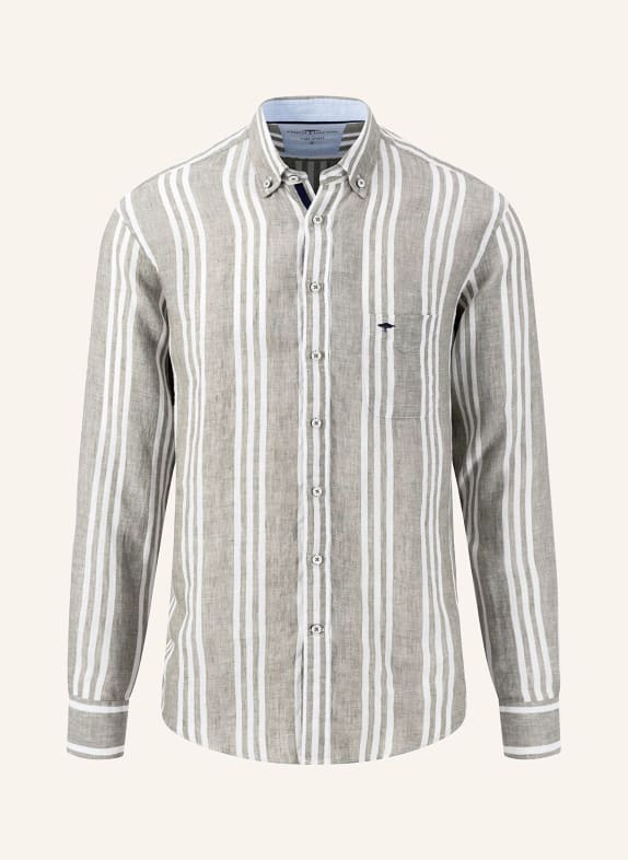 FYNCH-HATTON Linen shirt comfort fit WHITE/ GREEN