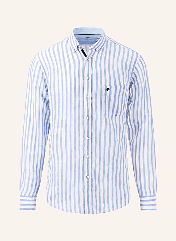 FYNCH-HATTON Linen shirt comfort fit WHITE/ BLUE