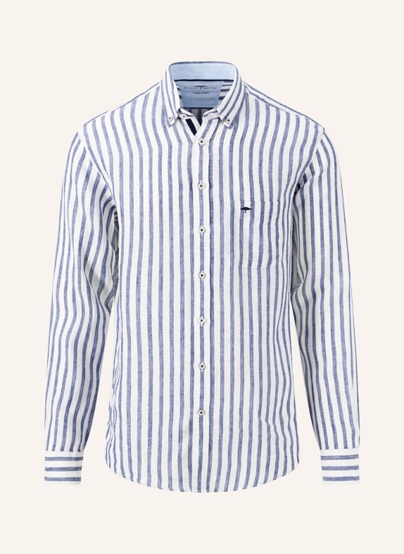 FYNCH-HATTON Linen shirt comfort fit WHITE/ DARK BLUE