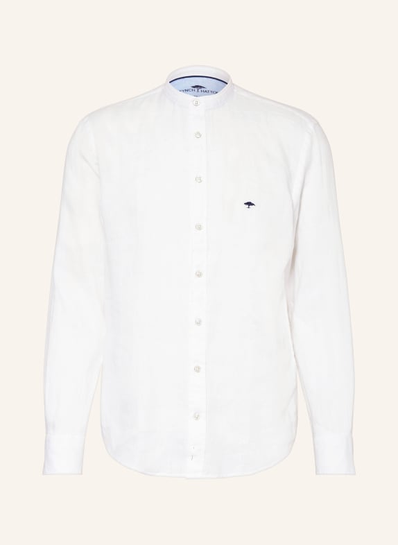 FYNCH-HATTON Linen shirt regular fit with stand-up collar WHITE