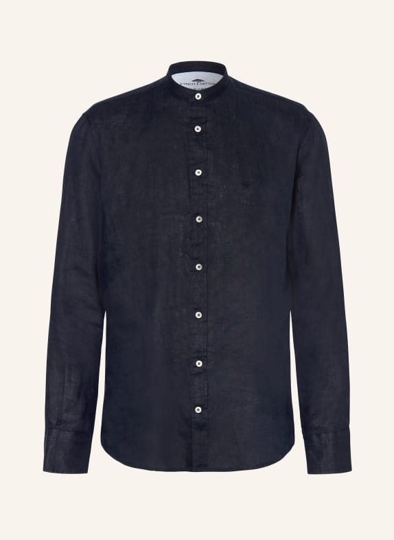 FYNCH-HATTON Linen shirt regular fit with stand-up collar DARK BLUE