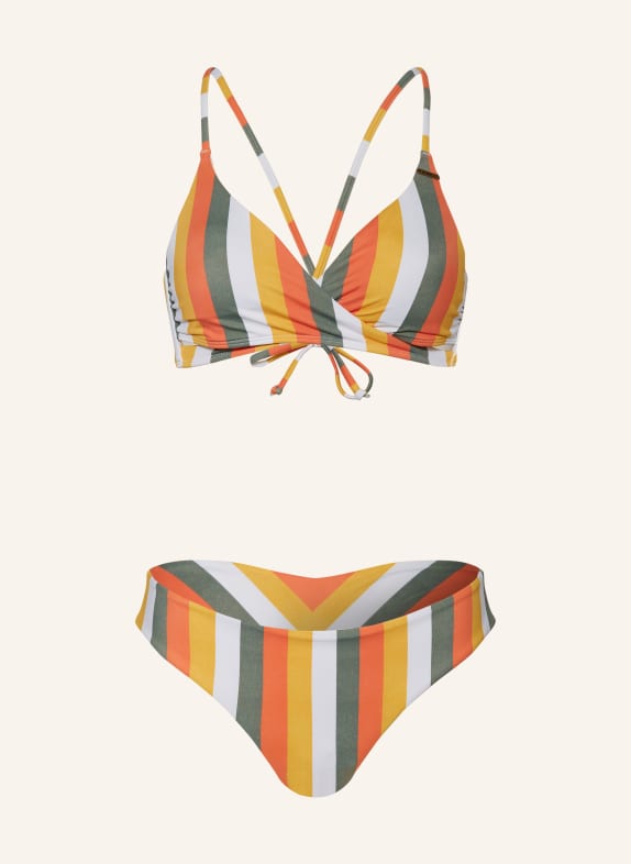 O'NEILL Bralette bikini BAAY MAOI ORANGE/ WHITE/ OLIVE
