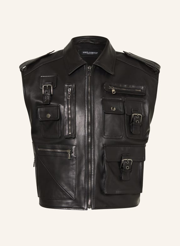 DOLCE & GABBANA Leather vest BLACK