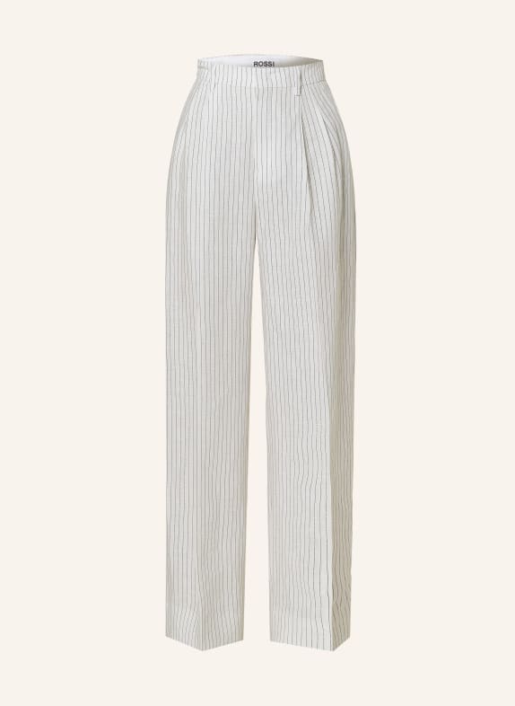 ROSSI Wide leg trousers NOA in linen WHITE/ BLACK