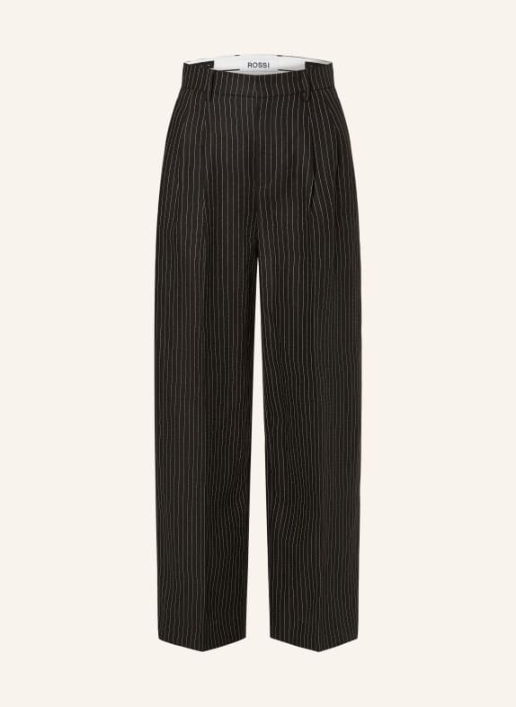 ROSSI Wide leg trousers NOA in linen BLACK/ WHITE