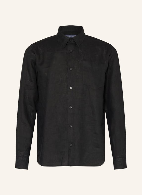 VILEBREQUIN Linen shirt CAROUBIS regular fit BLACK