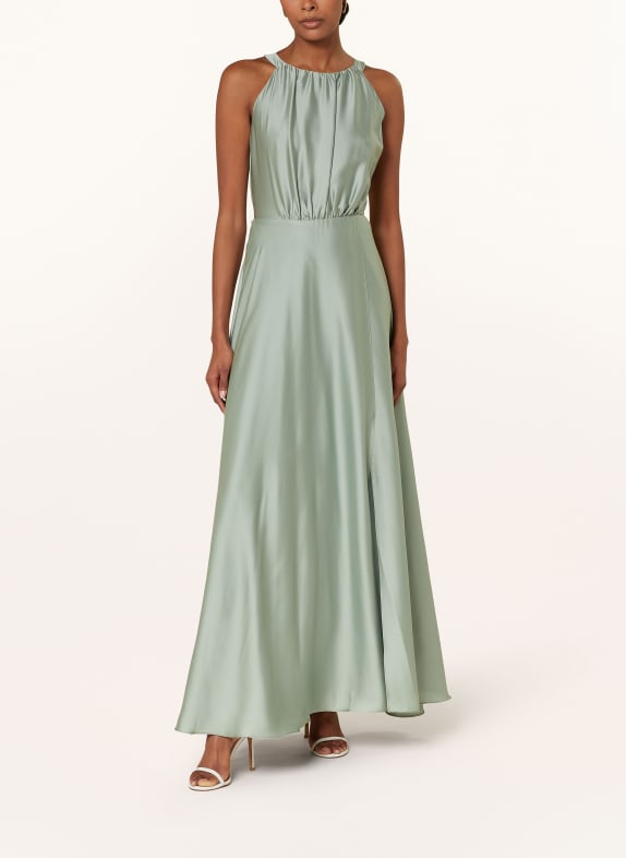 SWING Evening dress with cut-out and decorative beads LIGHT GREEN
