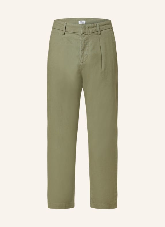PAUL Chinos tapered fit with linen OLIVE