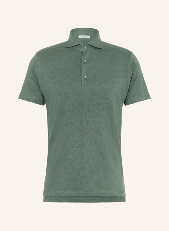 Stefan Brandt Knitted polo shirt LAURIN in linen OLIVE