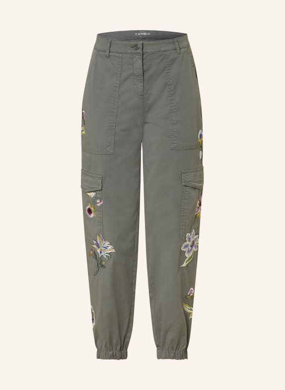 CAMBIO Cargo pants KARO with embroidery TEAL