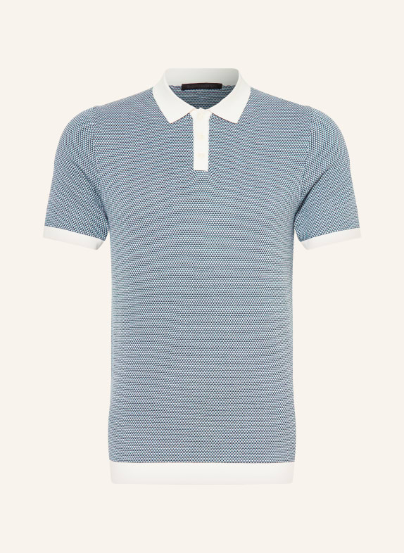 DRYKORN Knitted polo shirt TRITON TEAL/ WHITE/ DARK BLUE