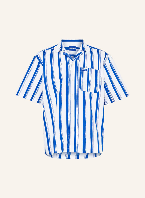 HUGO BLUE Košile s krátkým rukávem ELIGINO Comfort Fit MODRÁ/ BÍLÁ