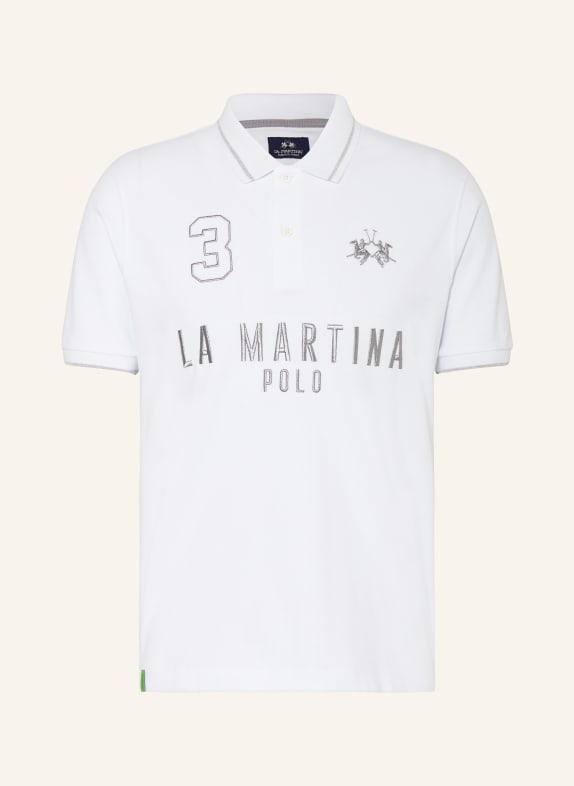 LA MARTINA Piqué polo shirt regular fit WHITE/ SILVER