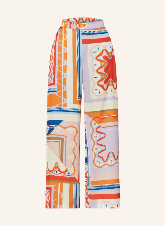 SUNCOO Wide leg trousers JOEL DARK ORANGE/ LIGHT PURPLE/ RED