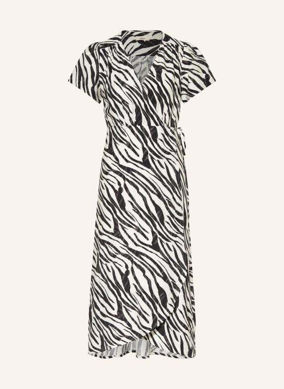 SUNCOO Wrap dress CINDIA with linen BLACK/ CREAM