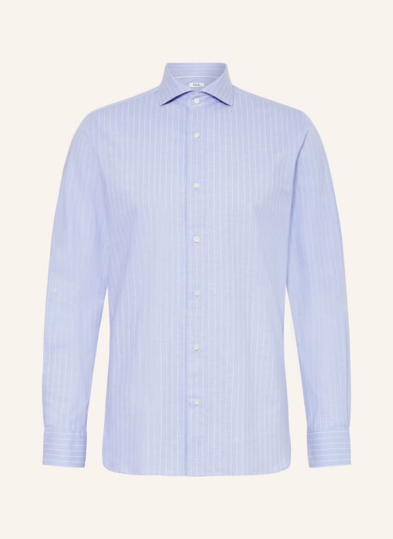 PAUL Shirt slim fit with linen LIGHT BLUE/ WHITE