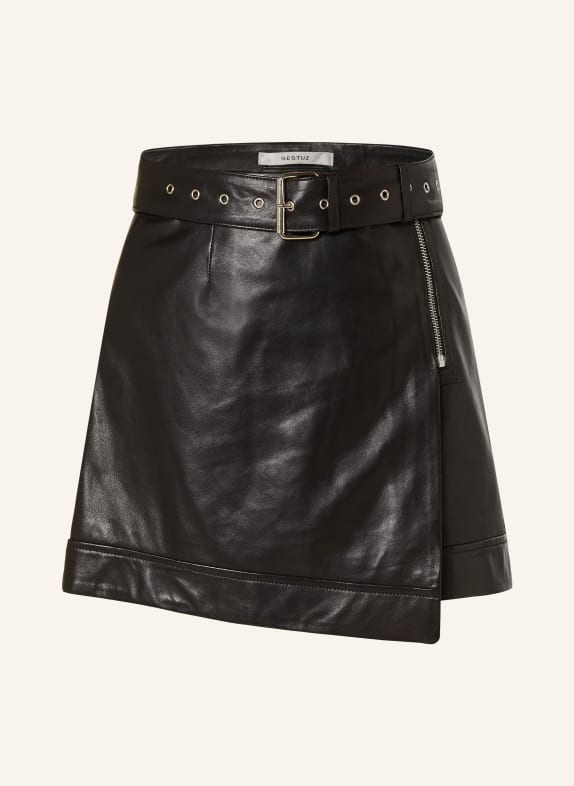 GESTUZ Leather skirt AMIDAGZ BLACK