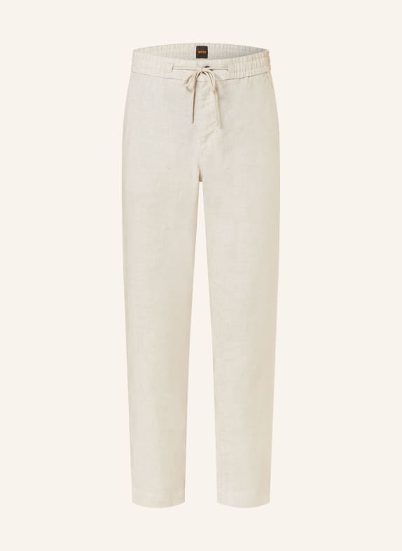 BOSS Chinos SANDERSON tapered fit with linen BEIGE