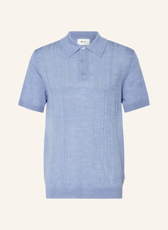 NN.07 Knitted polo shirt THOR LIGHT BLUE