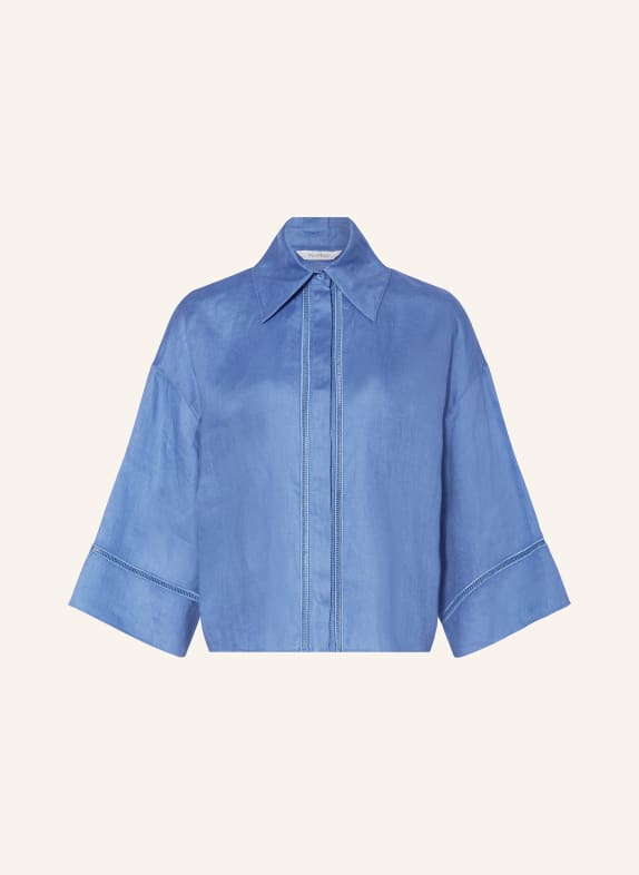 MaxMara LEISURE Shirt blouse ROBINIA in linen with 3/4 sleeves BLUE