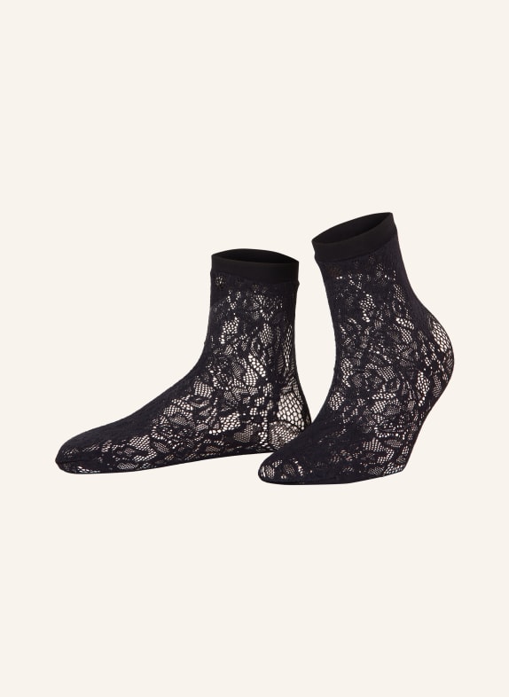 Wolford Nylon socks FLORAL NET SOCKS 7005 BLACK