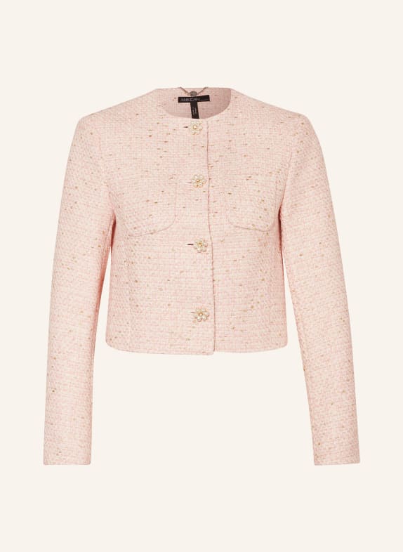 MARC CAIN Boxy jacket made of tweed with glitter thread PINK/ GOLD/ CREAM