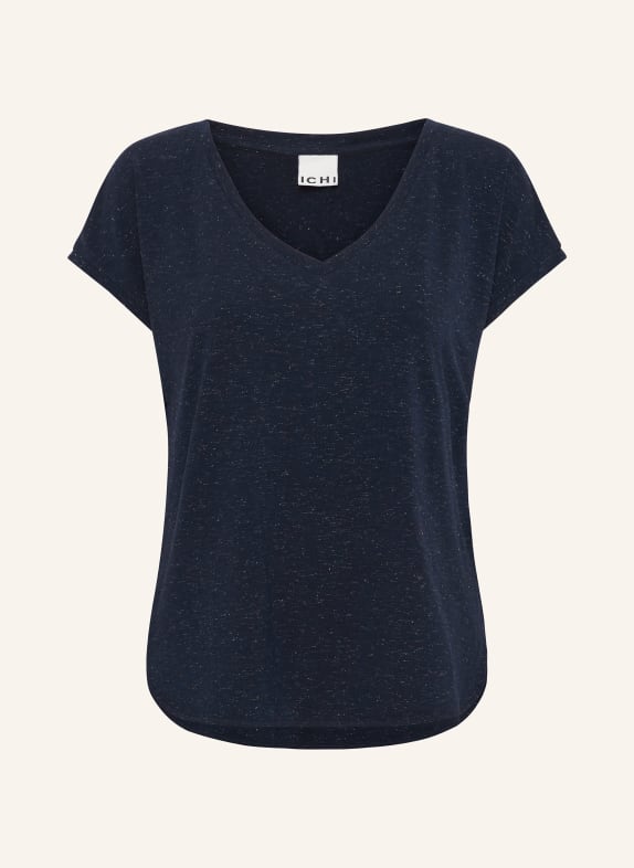ICHI T-shirt IHREBEL with glitter thread DARK BLUE/ SILVER