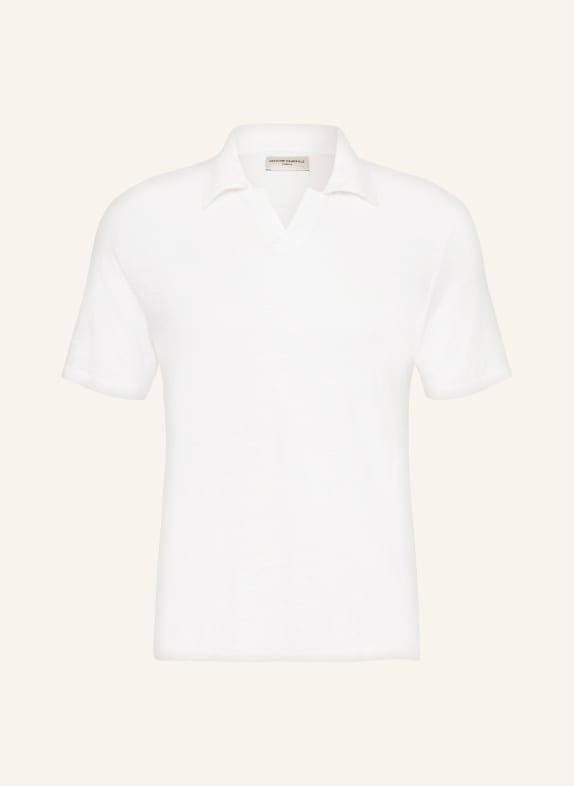Officine Générale Knitted polo shirt made of linen WHITE