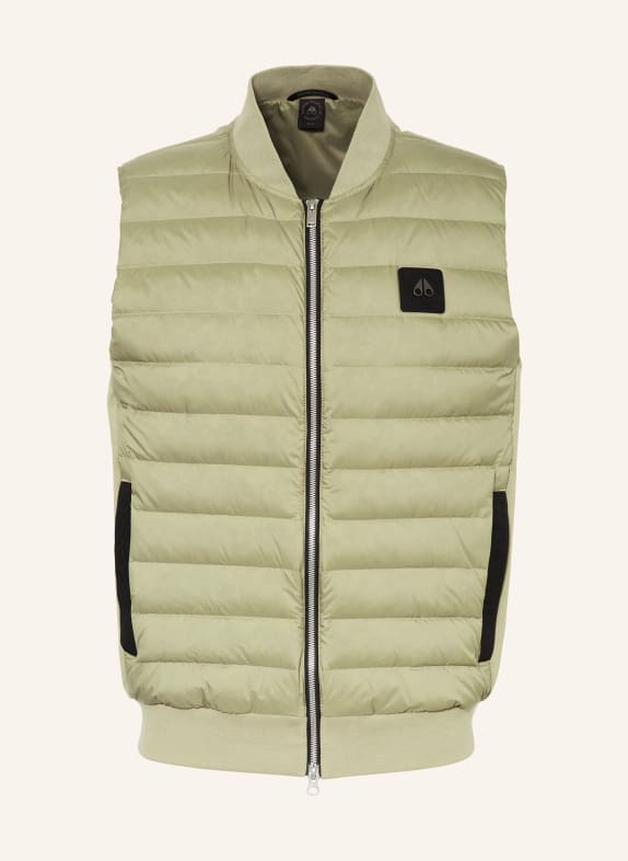 MOOSE KNUCKLES Down vest in mixed materials LIGHT GREEN