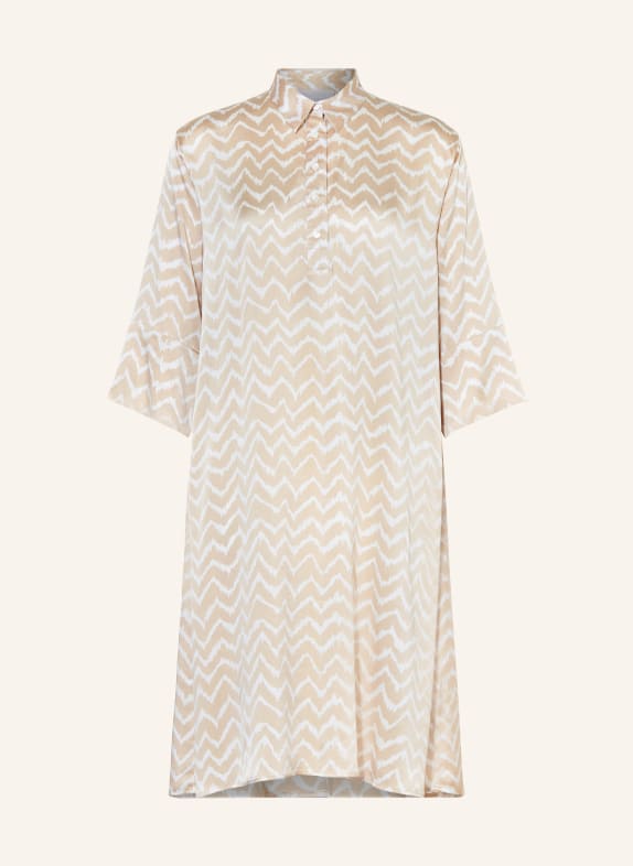 HEMISPHERE Silk dress with 3/4 sleeves CREAM/ WHITE