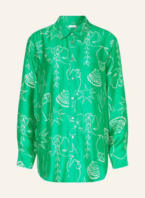 SEAFOLLY Shirt blouse ATLANTIS with silk GREEN/ LIGHT YELLOW