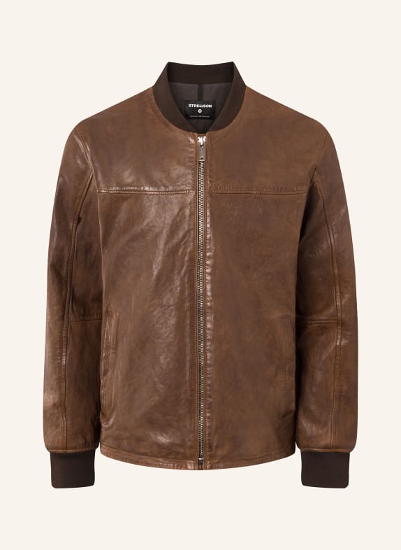 STRELLSON Leather jacket DARK BROWN