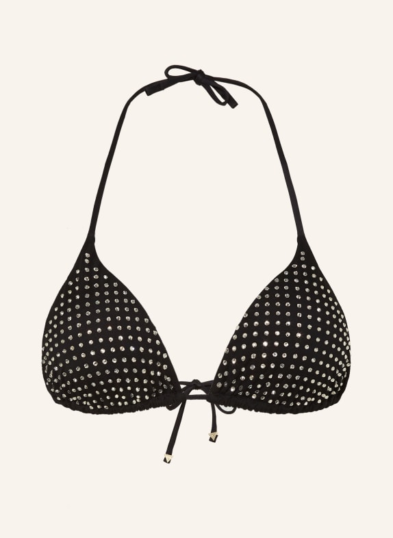 GUESS Triangle bikini top with decorative gems BLACK