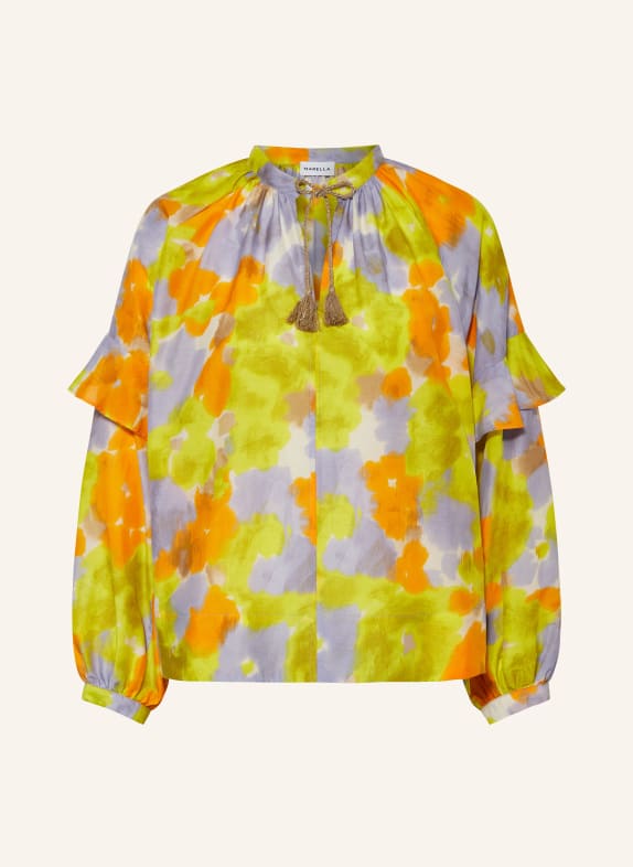 MARELLA Shirt blouse MODANE with silk LIGHT PURPLE/ YELLOW/ NEON ORANGE