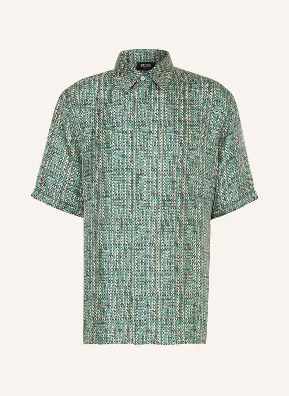 FENDI Short sleeve shirt comfort fit in silk DARK GREEN