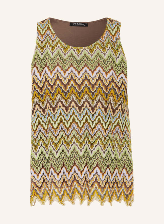 Ana Alcazar Knit top with glitter thread BROWN/ LIGHT GREEN/ ORANGE