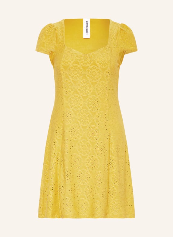 SOMETHINGNEW Dress SNANNE made of broderie anglaise YELLOW