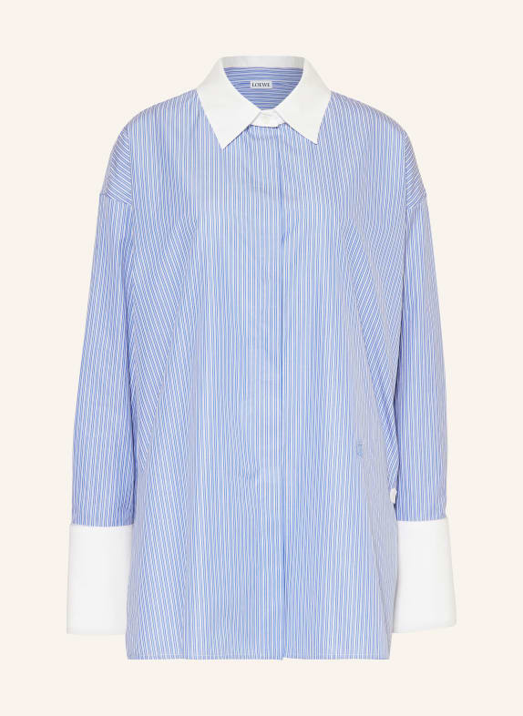 LOEWE Shirt blouse with detachable collar BLUE/ WHITE