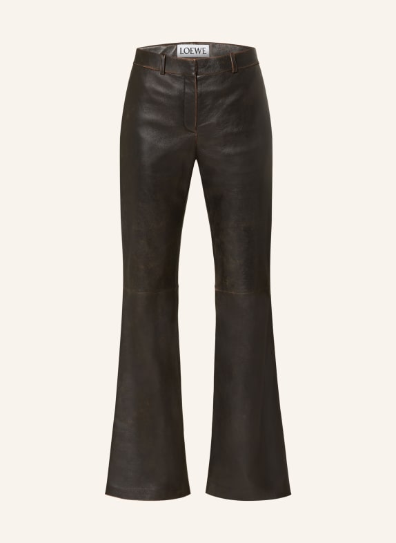 LOEWE Bootcut trousers made of leather DARK BROWN