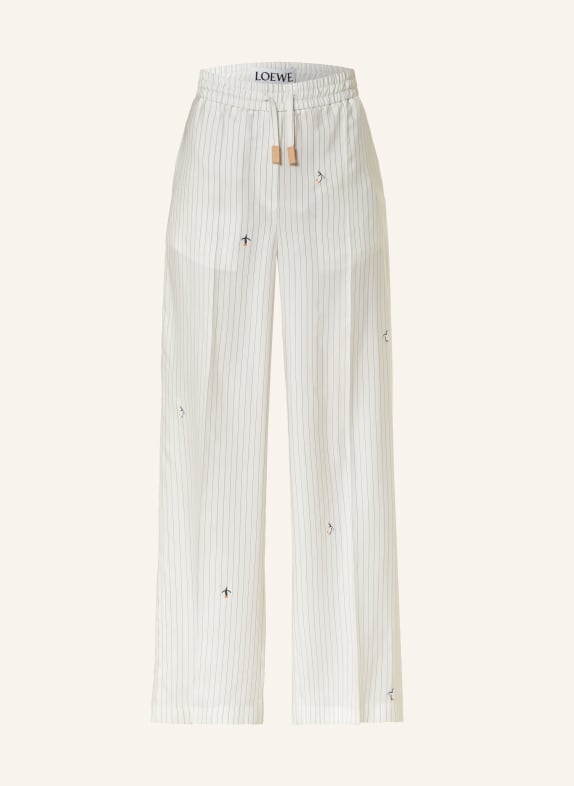 LOEWE Wide leg trousers made of silk WHITE/ LIGHT GRAY