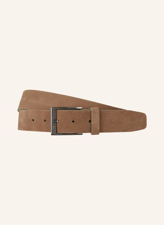 BOSS Leather belt ELLOY BEIGE