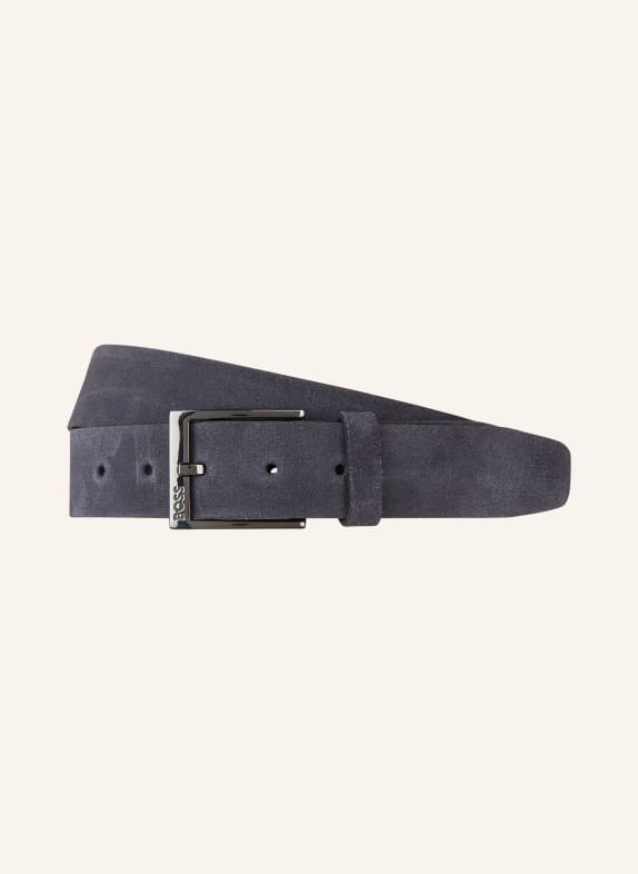 BOSS Leather belt ELLOY DARK BLUE