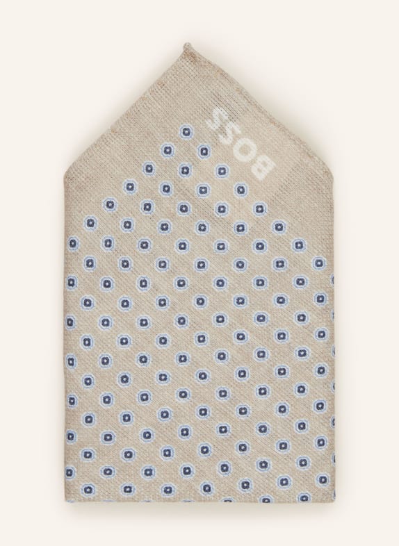 BOSS Pocket square H-POC made of linen BEIGE/ BLUE