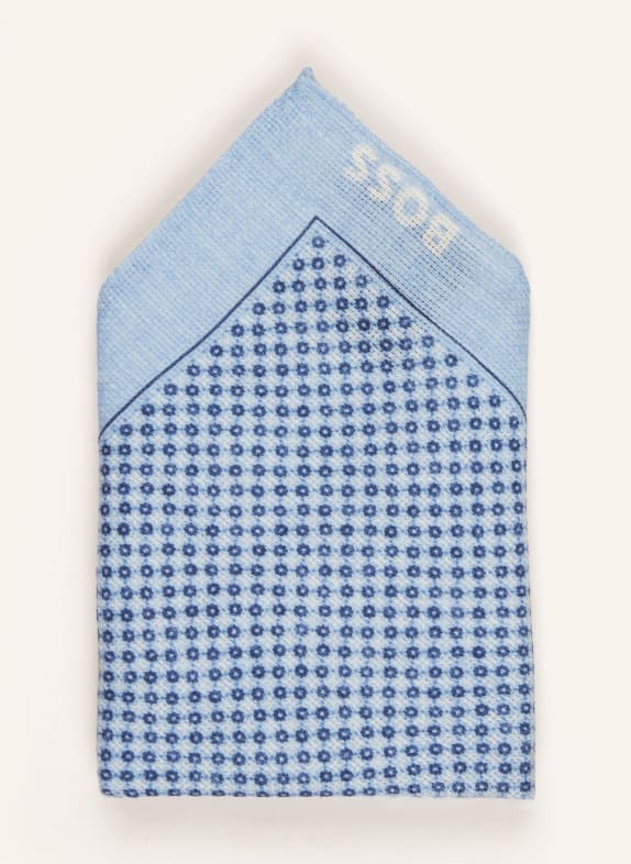 BOSS Pocket square H-POC made of linen LIGHT BLUE/ BLUE