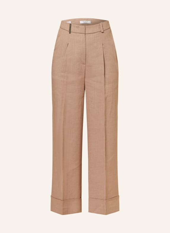 PESERICO Wide leg trousers with linen 950 Teracotta