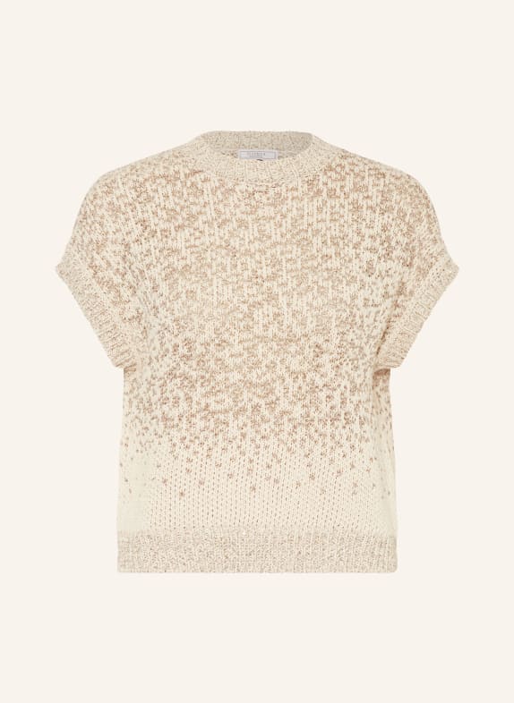 PESERICO Knit shirt with sequins and glitter thread CREAM/ GOLD
