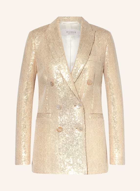 PESERICO Long blazer with sequins GOLD