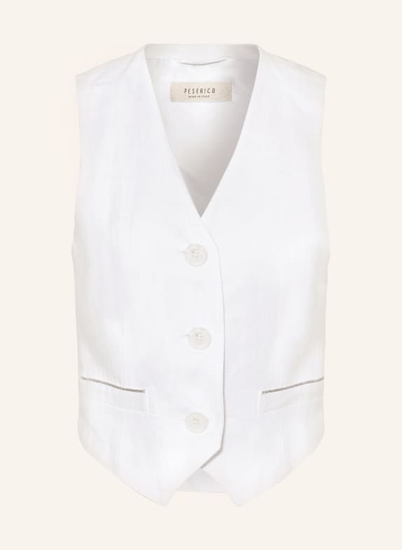 PESERICO Blazer vest made of linen with decorative beads WHITE