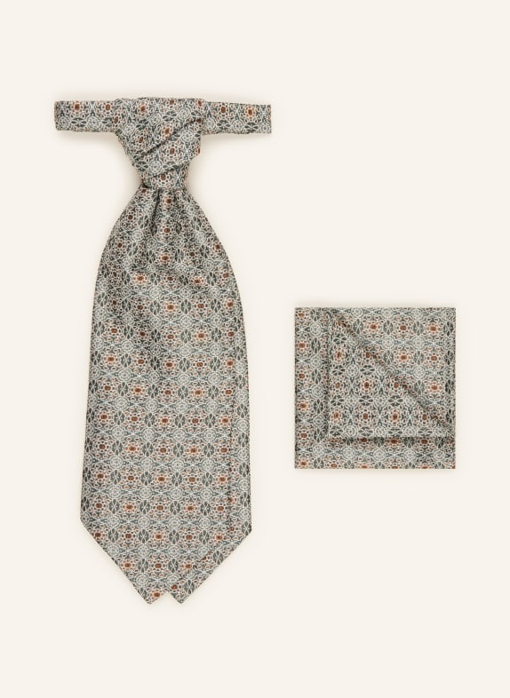 WILVORST Set: Krawatte und Einstecktuch GRÜN