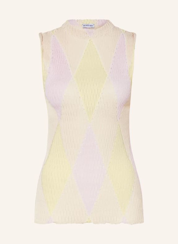 BURBERRY Top with silk LIGHT YELLOW/ PINK